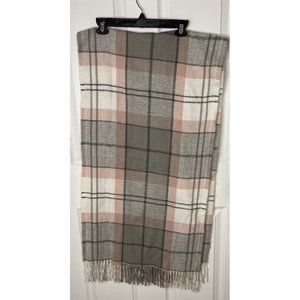 Barbour Scarf Shield Wrap Soft Pink Blue Gray 19 X70